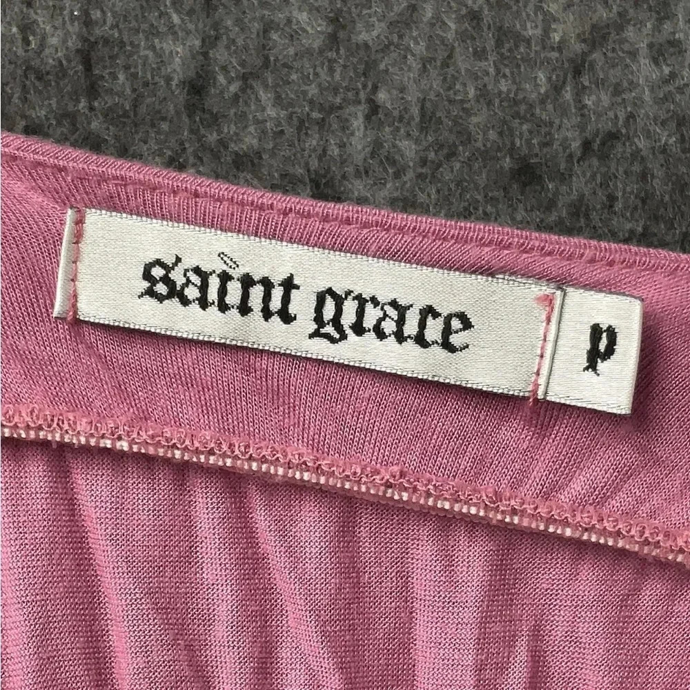 Saint Grace rose pink jersey knit dress, sz S, v-neck, sleeveless - Picture 3 of 4